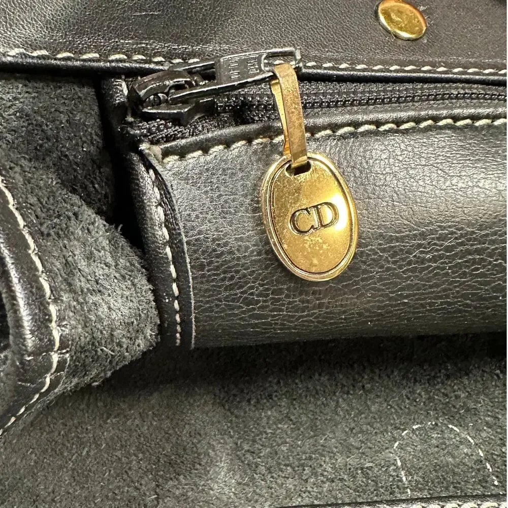 Christian Dior Vintage Black Leather Shoulder Bag - Picture 8 of 11